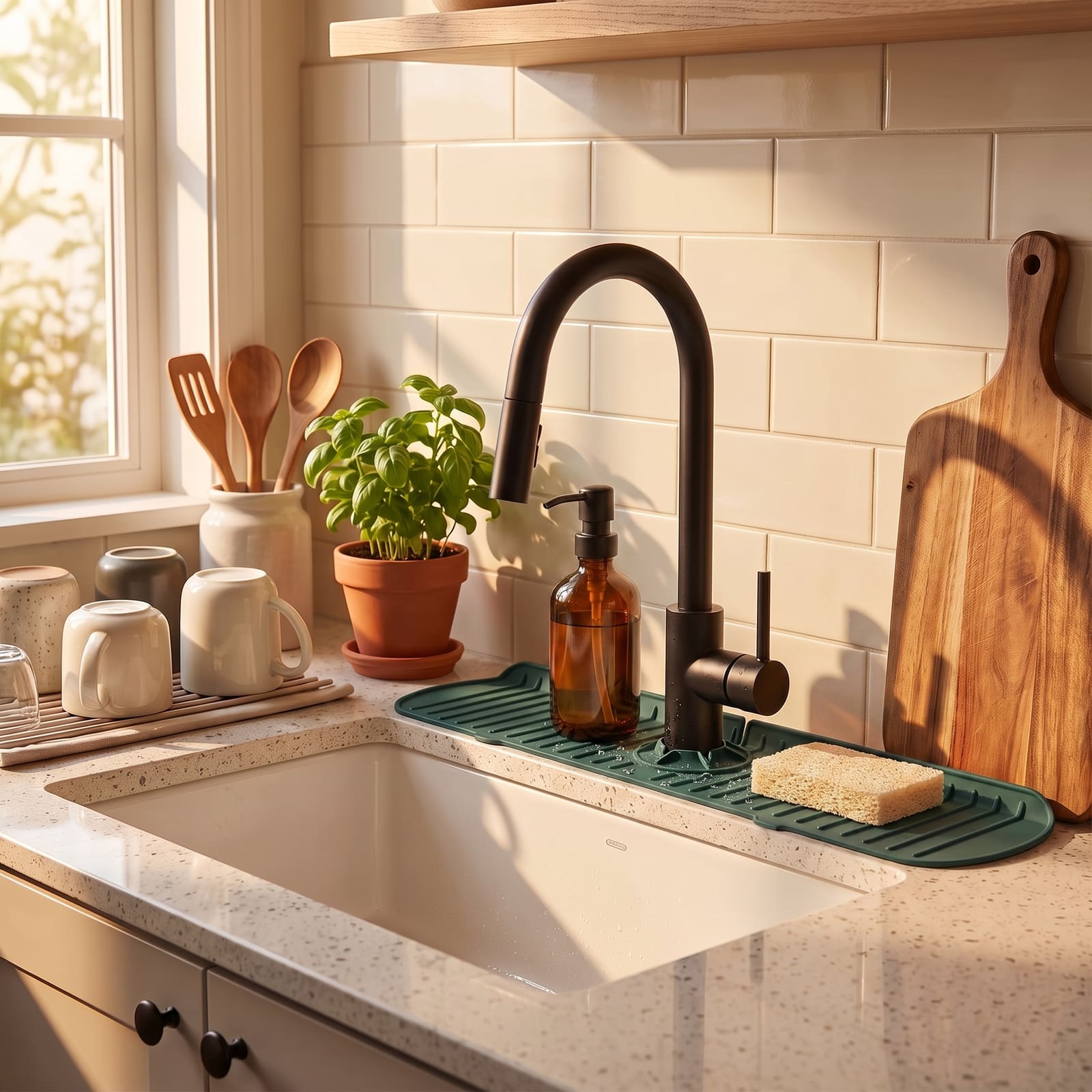 Silicone sink splash guard